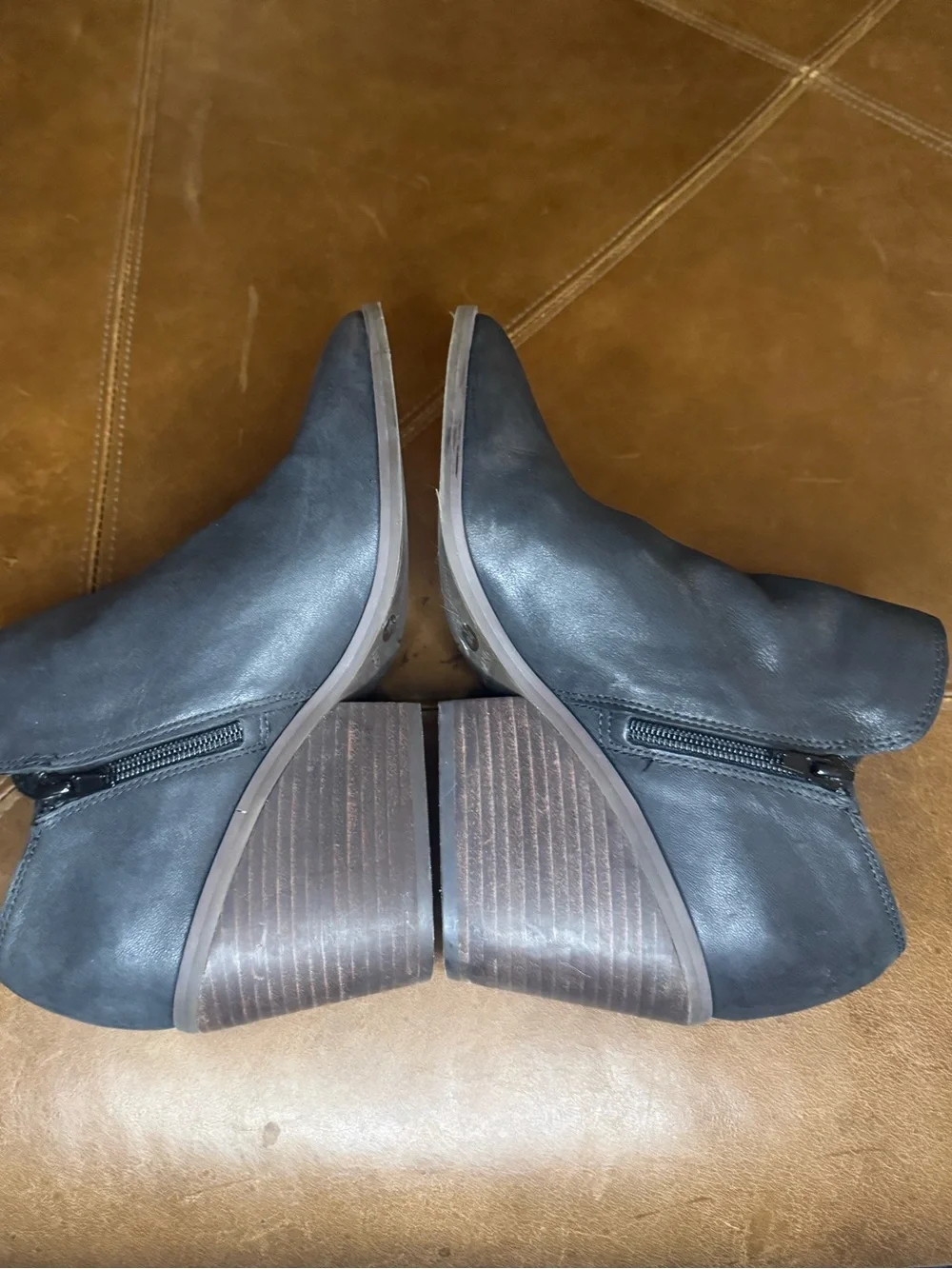 Lucky Brand black Leather Wedge Ankle Booties